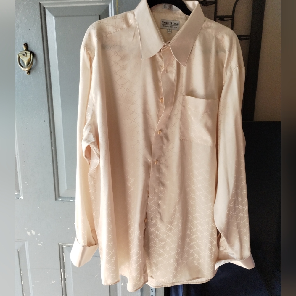 Pontelli Uomo Men's French Cuff Polyester Shirt sz XL (17-17 1/2)